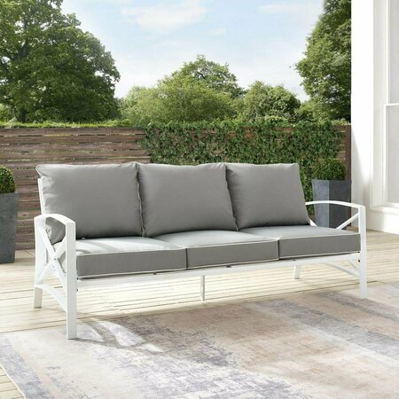 CLAUSTRO Outdoor Metal Sofa, Gray & White CL3042795